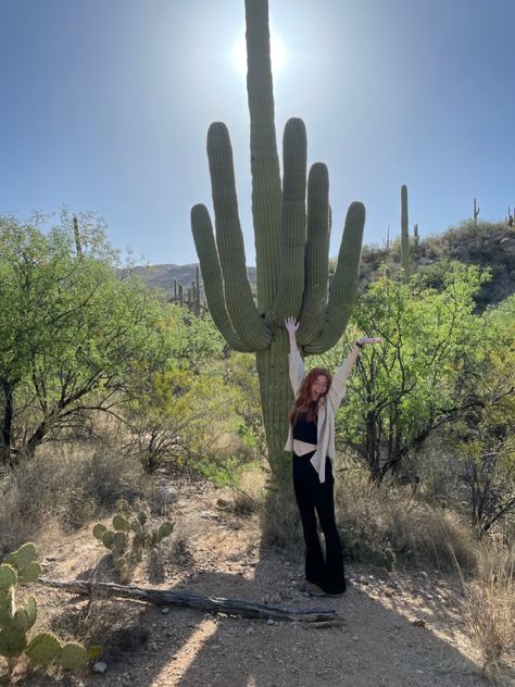 Arizona Ig Pictures, Saguaro National Park Photoshoot, Saguaro Photoshoot, Arizona Instagram Pictures, Granola Girl Instagram, Waterfall Picture Ideas, Arizona Pics, Arizona Photoshoot, Hiking Picture Ideas