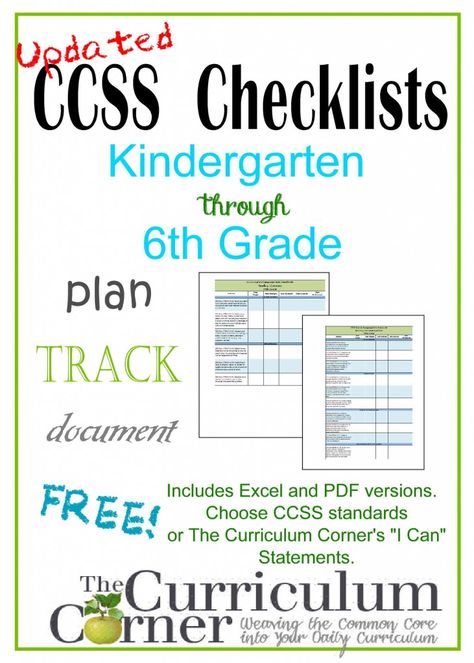 Updated CCSS Checklists and "I Can" Statement Checklists from The Curriculum Corner for kindergarten, 1st grade, 2nd grade, 3rd grade, 4th grade, 5th grade & 6th grade! Kindergarten Checklist, Teacher Board, Common Core Ela, Common Core Kindergarten, Curriculum Mapping, I Can Statements, Iep Goals, Kindergarten Lesson Plans, Math Notebooks