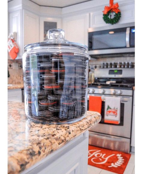 𝐒𝐀𝐍𝐃𝐑𝐀 on Instagram: “Stacking @oreo cookies in the jar never get old, I found it very relaxing 🥰 . . . . . . #farmhousebedroom #bedroomdecor #farmhouseinspired…” Cookie In Jar, Cookie Jar Display, Jar Display, Oreo Cookie, The Jar, Oreo Cookies, Cookie Jars, Cookie Jar, Getting Old