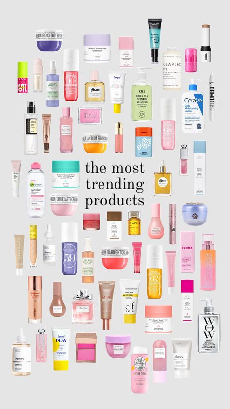 the most trending products Trending Beauty Products 2023, Trendy Products 2024, Paper Skincare, Future Makeup, Xmas List Ideas, Trending Skincare, Preppy Skincare, Preppy Things, Preppy Girls