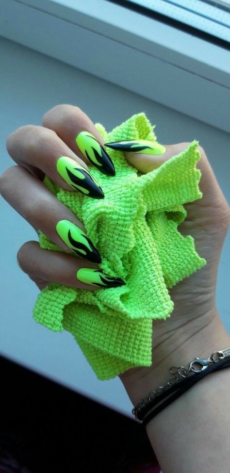 Shade Nails, Cheap Nails, Cheap Nail Polish, Checkered Nails, Neon Nail Designs, Neon Green Nails, Green Acrylic Nails, Halloween Acrylic Nails, Cheap Nail