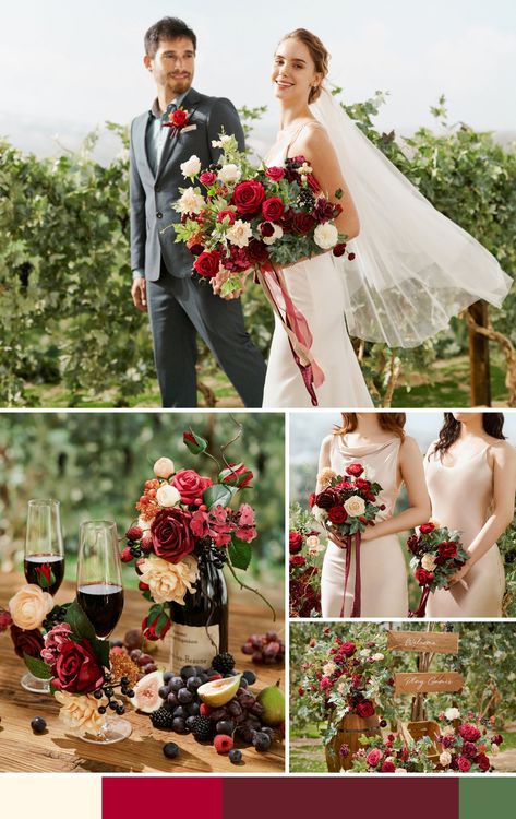 Wine Wedding Colors Palette, Cream Carnation, Burgundy Ranunculus, Avalanche Rose, Wine Colored Wedding, Flowers Board, Wine Red Wedding, Sample Box, Foam Roses