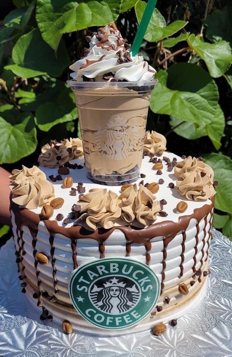 Starbucks Cakes Birthday, Starbucks Party Ideas For Teens, Starbucks Cake Ideas, Coffee Theme Cake Ideas, Starbucks Cake Design, Starbucks Cakes Birthday Ideas, Starbucks Themed Cake, Teen Cake Ideas, Starbucks Party Ideas