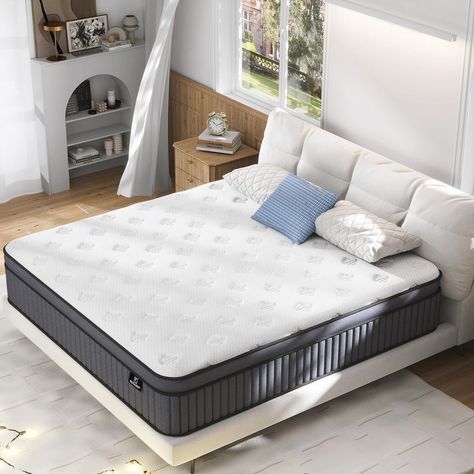 ENJOY A BETTER NIGHT'S SLEEP - The Queen Mattress is made of independent pocket springs and multiple layers of high-quality memory foam to provide you with the best support and comfort. Mattress Foam, California King Mattress, Full Size Mattress, Double Mattress, Full Mattress, Mattress In A Box, Queen Mattress Size, Pillow Top Mattress, King Size Mattress