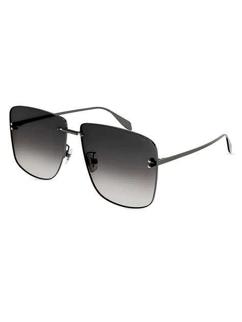 Shop Alexander McQueen Icons Am0343s-001 64MM Sunglasses | Saks Fifth Avenue Piercing Bridge, Alexander Mcqueen Sunglasses, Alexander Mcqueen Logo, Sarah Burton, Body Piercings, Icon Collection, Oversized Sunglasses, Saks Fifth, Saks Fifth Avenue