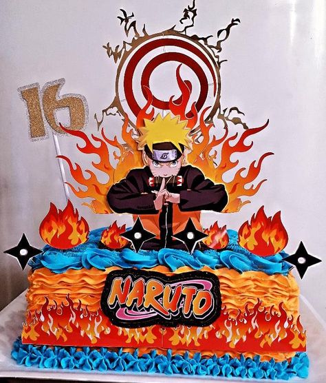 Naruto Cake Ideas Birthdays, Naruto Theme Cake, Naruto Birthday Cake, Naruto Cake Topper, Naruto Party Ideas, Naruto Cake, Bolo Naruto, Naruto Birthday, Fox Cake