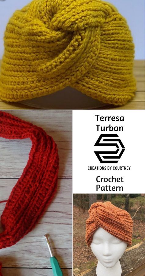 Crochet Turban Pattern Free, Crochet Turban, One Skein Crochet, Knit Turban, Cute Cap, Crochet Cowl Pattern, Vintage Crochet Patterns, Crochet Hat Free, Crochet Hats Free Pattern