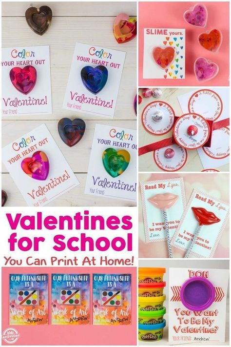 You can print these awesome valentines for school right at home! Valentine's Day is quickly approaching, and that means it's time to gather some cute valen Elementary Activities, Valentines Day Valentine Cards For School, Valentines For School, Elementary Valentines, Valentine School, Free Printable Valentines Cards, Bubble Valentines, School Valentine Cards, Crayon Valentines, Valentines Day Cards Diy