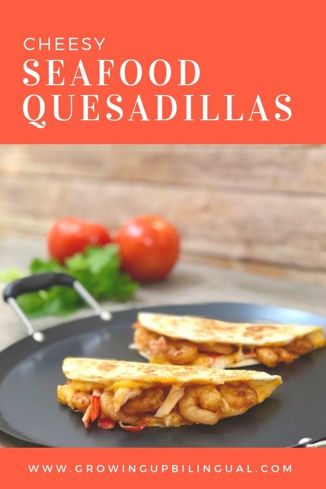 These delicious and easy to make cheesy seafood quesadillas will make any weekday dinner special! Quick Weekday Dinners, Seafood Quesadilla, Easy Weekday Dinners, Latino Food, Seafood Meals, Quesadilla Recipe, Weekday Dinner, Quesadilla Recipes, Fall Food