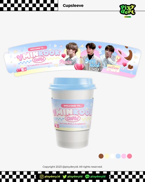 Cup Sleeves Template, Cup Sleeve Design Ideas, Kpop Cupsleeve Event, Cupsleeve Design Kpop, Cupsleeve Design, Kpop Cupsleeve, Cupsleeve Events, Jimin Merch, Slogan Ideas