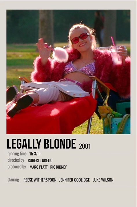 minimal polaroid movie poster for legally blonde Legally Blonde Polaroid Poster, Movie Posters Legally Blonde, Y2k Movie Poster, Blonde Polaroid Poster, Iconic Blonde Movie Characters, Blonde Polaroid, Legally Blonde Movie Poster, Legally Blonde Poster, Blonde Poster