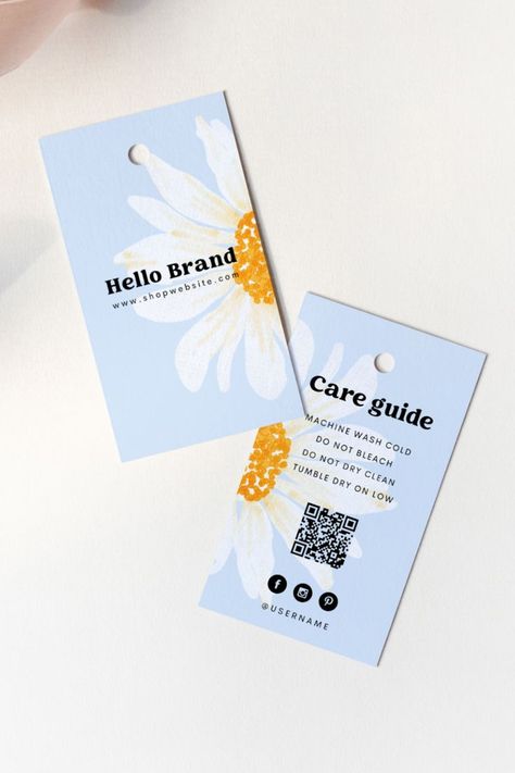 blue daisy hang tag template Clothing Card Design, Shirt Tag Design Ideas, Pricing Tags Ideas, Product Tag Ideas, Price Tag Template Design Free Printable, Tags Design Label, Product Price Tag Design, Cloth Tag Design, Price Tag Design Ideas