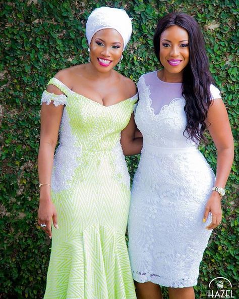 Two gorgeous ghanaian ladies. Captured by @pkhazel #bride #weddingguest #actress #smile #white Short White Lace Dress Styles Nigerian, Short White Lace Gown, Short Lace Gown Styles Nigerian, White Lace Dress Styles Ghana, White Lace Dress Styles, White Lace Dress Styles Nigerian, Dress Styles For Wedding, Styles For Wedding Guest, Wedding Guest Dress Styles