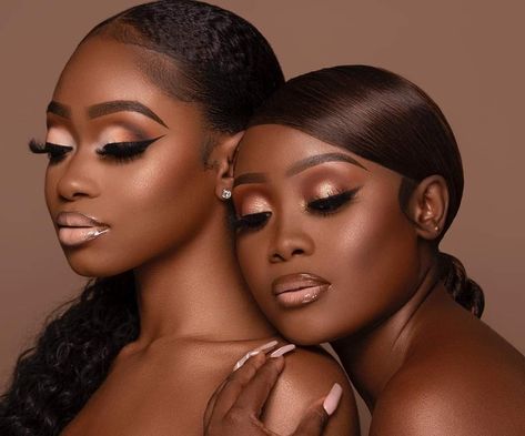 Cosmetic Brand Photoshoot Ideas, Bestie Photoshoot Ideas Black, Friends Baddie, Mua Photoshoot Ideas, Makeup Photoshoot Ideas, Black Wedding Makeup, Twin Photoshoot, Girlfriends Photoshoot, Bestie Photoshoot