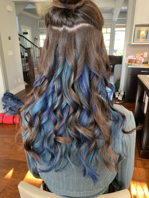 Auburn Hair With Blue Highlights, Arctic Fox Blue, Hair With Blue Highlights, Blue Hair Dye, Blue Hair Highlights, Lightened Hair, Dyed Hair Blue, Ginger Hair Color, How To Lighten Hair