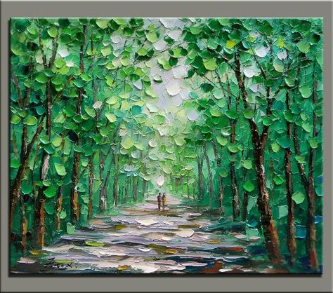 Learn All About Impasto Paintings - Bored Art Impasto Paintings, Knife Painting, Home Decoration, Oil Painting, Trees, Forest, Paintings, Hand Painted, Road