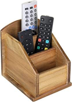 MyGift Solid Acacia Wood Small Remote Control Holder Organizer with 3 Compartments, Media Storage Caddy Remote Storage, Tv Remote Holder, Remote Caddy, Torched Wood, Remote Control Organizer, Torch Wood, Office Supply Storage, Remote Control Storage, Remote Control Holder