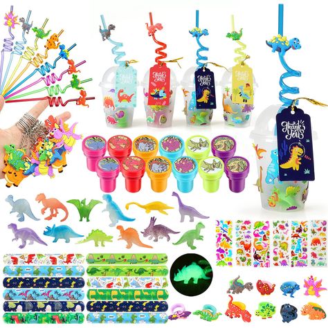 Dinosaur Stamps, Dino Toys, Pinata Fillers, Dinosaur Party Favors, Birthday Goodie Bags, Reusable Straws, Girl Dinosaur, Dinosaur Theme Party, Stickers For Kids