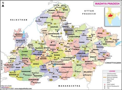 Madhya Pradesh Map - The Madhya Pradesh state map covering its districts, cities, roads, railways, areas, airports, Hotels information, places of interest and landmarks etc. Madhya Pradesh Map, Free Printable World Map, Human Body Vocabulary, India World Map, Map Of India, Language Map, Upsc Exam, Physical Map, Asia Map