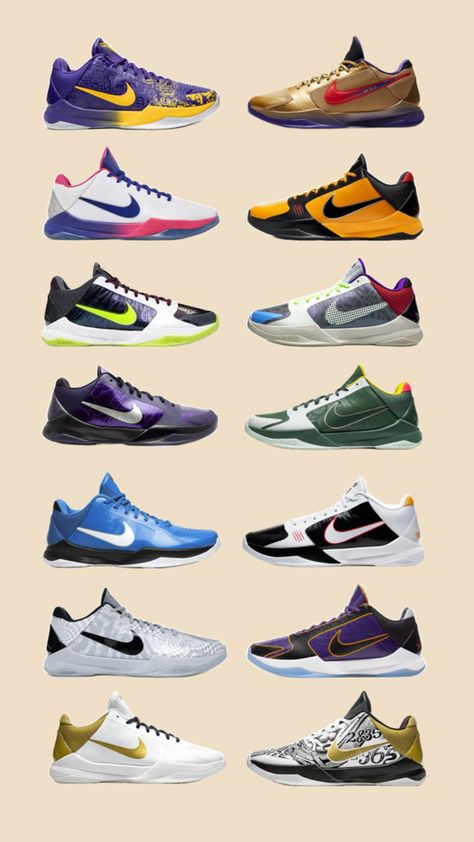 Check out these iconic Kobe 5 colorways. Which one is your favorite? Let us know! #KobeBryant #Kobe5 #MambaMentality #Sneakerhead #BasketballSneakers #NikeKobe #BballKicks #Basketball Jordan Shoe Wallpapers, Kobe Sneakers, Tenis Basketball, Kobe 5, Nike Sneakers Mens, Shoes Wallpaper, Shoe Warehouse, Nike Air Jordan Shoes, Best Basketball Shoes