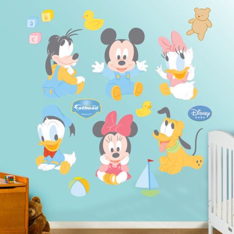 Baby Mickey Mouse Wall Decal Mickey Mouse Wall Decals, Disney Wall Decals, Mickey Mouse Wall, Mickey Mouse Decorations, Baby Mickey Mouse, Disney Wall, Baby Minnie, Boy Baby Shower Themes, Baby Mickey