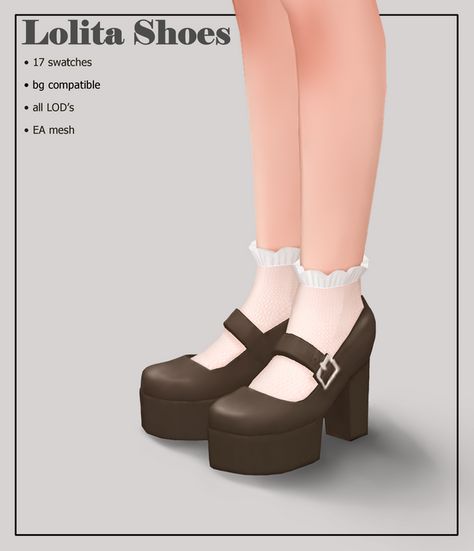 Lolita Shoes | Sunivaa on Patreon Pelo Cafe, Cc Shoes, Sims 4 Cc Shoes, Pelo Sims, The Sims 4 Packs, Sims 4 Mm Cc, Sims 4 Body Mods, Sims 4 Expansions, Tumblr Sims 4