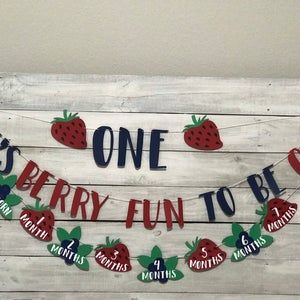 Berry Birthday Party, First Birthday High Chair Banner, Berry Birthday, First Birthday High Chair, Birthday High Chair, 1st Birthday Cake Topper, 1st Birthday Party Decorations, Twin First Birthday, 1st Birthday Banners