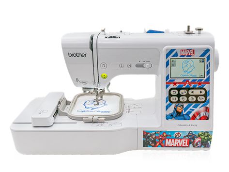 LB5000M Marvel Edition | HomeSewingEmbroidery | By Brother Fabric Clips, Best Embroidery Machine, Sewing And Embroidery, Brother Embroidery Machine, Brother Embroidery, Disney Designs, Sewing Stitches, Sewing Embroidery, Touch Screen Display