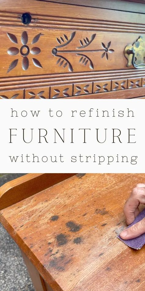 Furniture Restoration Wood, Stripping Dresser Wood Furniture, Wood Restoration Diy, Refinishing Vintage Furniture, Stripping Dark Stained Furniture, How To Refinish Furniture Step By Step, Antique Restoration Wood Furniture, Restoring A Dresser, How To Restore Antique Wood Furniture