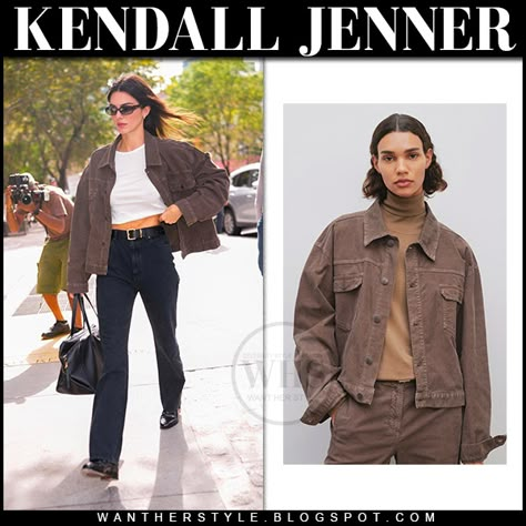 Brown Corduroy Jacket Outfit, Corduroy Jacket Outfit, The Row Bag, Brown Corduroy Jacket, Jenner Style, Brown Corduroy, September 16, Kendall Jenner Style, Gucci Sunglasses