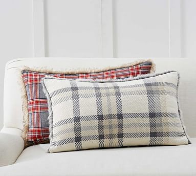 Cranberry Color Palette, Color Palette Decor, Plaid Pillows, Stewart Plaid, Pottery Barn Pillow Cover, Christmas Decor Trends, Winter Bedroom, Grey Pillow Covers, Embroidered Pillow Covers