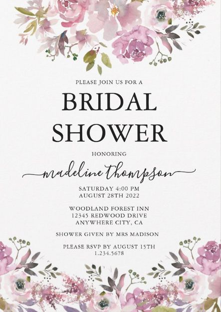 Pink And Lavender Bridal Shower Ideas, Shades Of Purple Bridal Shower Ideas, Mauve Bridal Shower Ideas, Purple Bridal Shower, Light Pink Wedding, Chic Bridal Showers, Invitations Design, Bridal Shower Tables, Peony Wedding