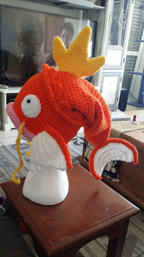 Crochet Magikarp hat Gyarados Crochet Hat, Crochet Magikarp Hat Pattern Free, Crochet Magikarp Hat, Magikarp Hat Crochet Pattern, Magikarp Crochet Hat Pattern Free, Magikarp Crochet Pattern, Pokémon Crochet Hat, Magikarp Crochet Hat, Crochet Magikarp