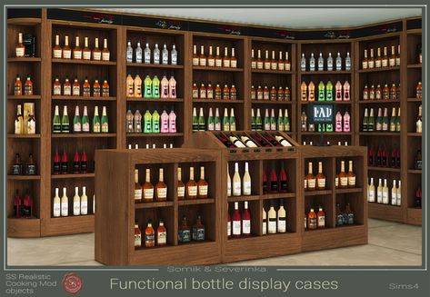 Alcohol Cabinet, Bottles Of Alcohol, Drink Shelf, Korean Furniture, Retail Counter, Beer Box, Sims Houses, Bar Shelves, Bar Shelf