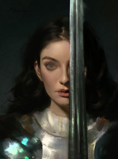 Sun haiyang... - Kai Fine Art Santa Joana D'arc, Plate Armor, Female Knight, Lorde, Fantasy Artwork, Character Portraits, Character Inspiration, Digital Painting, Art Inspo