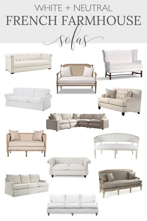 Are you looking to buy a living room sofa? This shopping guide full of discount sofas will help you find the best French farmhouse couch. ----- #livingroomsofa #farrmhousesofa #sofaideas #sofastyles #comfysofa #couches #sofas #farmhousecouches #livingroomcouches #designthusiasm Farmhouse Couch, Discount Sofas, Farmhouse Sofa, Country Interior Design, French Country Living, French Country Furniture, French Farmhouse Decor, French Country Living Room, French Country Farmhouse