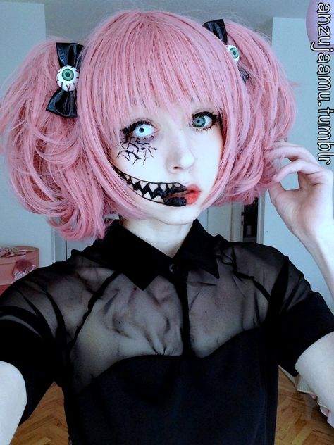 anzujaamu Creepy Makeup, Anime Makeup, Amazing Halloween Makeup, Pastel Goth Fashion, Hair Color Pastel, Scary Makeup, Special Effects Makeup, Goth Makeup, Halloween Costumes Makeup