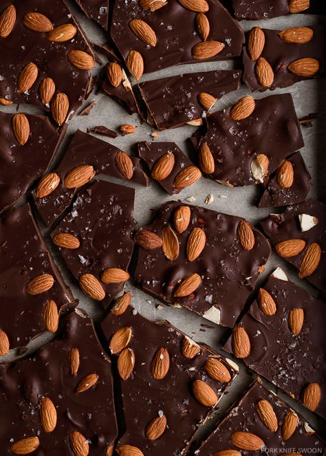 Peppermint Brownie Bites, Dark Chocolate Almond Bark, Chocolate Bark Recipe, Peppermint Brownies, Dark Chocolate Almonds, Cutout Sugar Cookies, Bark Recipe, Almond Bark, Chocolate Almond