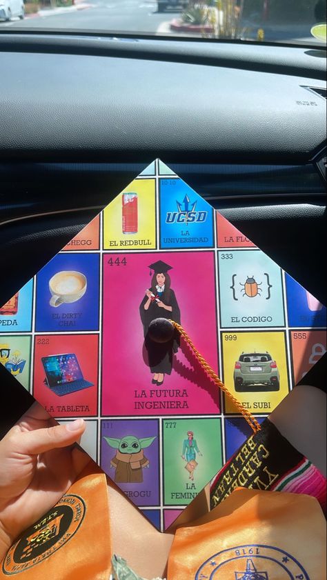 Lotería Inspired Graduation Cap for women in STEM and Computer science/engineering Computer Science Grad Cap Ideas, Science Grad Cap, Computer Science Grad Cap, Graduation Cap Science, Computer Science Graduation Cap, Loteria Graduation Cap, Science Graduation Cap, Graduation Cap, Computer Science