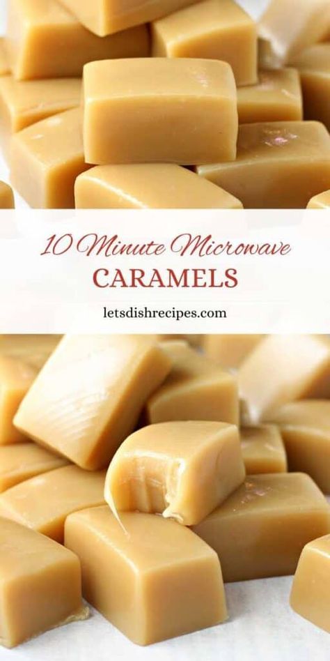 Homemade Carmels Easy Microwave, Homemade Carmels, Microwave Carmels, Caramels Recipe, Microwave Caramels, Chocolate Candy Recipes, Caramel Crunch, Sweet Treats Desserts, Dessert Bar Recipe