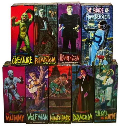 Aurora movie monster model kits Monster Models, Monster Toys, Famous Monsters, Horror Monsters, Sci Fi Horror, Universal Monsters, Classic Monsters, Bride Of Frankenstein, Horror Comics