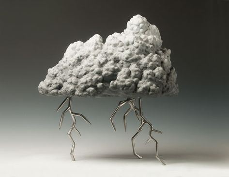 white - Cumulonimbus cloud -Thunderbolt bronze sculpture - Gregory Reade Clouds Sculpture, Cloud Sculpture, Realistic Mushroom, Bird Anatomy, Cumulonimbus Cloud, Polymer Clay Sculptures, Cloud Art, Contemporary Sculpture, Glitch Art