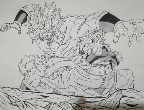 Goku Vs Broly Drawing, Gogeta Vs Broly Drawing, Gogeta Sketch, Broly Sketch, Gogeta Drawing, Broly Drawing, Broly Manga, Dbz Gogeta, Drawing Dragon Ball