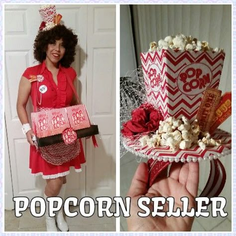 ♕Vendedor de palomitas♕♥♥ Popcorn Vendor Costume, Circus Attire, Circus Halloween Costumes, Corn Costume, Popcorn Costume, Corn Festival, Popcorn Theme, Circus Dress, Circus Outfits