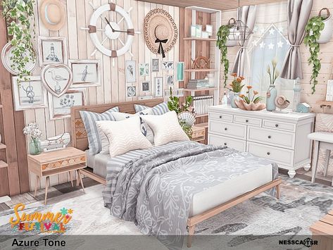 The Sims Resource - Azure Tone Sims 4 Mods Home Decor, Sims4 Alpha Cc, Sims 4 House Decor, The Sims 4 Bedroom Cc, Sims 4 Cc Teen Bedroom, Sims 4 Furniture Cc Bedrooms, Sims 4 Cc Bedroom Sets, Ranch Bedroom, Sims Room