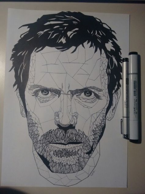 Dr. House! My draw! :) Dr House Drawing, Movie Icon, People Coloring Pages, House Md, House Sketch, Dr House, Art Portraits, House Drawing, Book Art Drawings