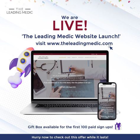 Website Launch Poster Design, Website Launch Poster, Launch Poster Design, Media Poster, Website Launch, Social Media Poster, Healthcare Professionals, Ups, Poster Design