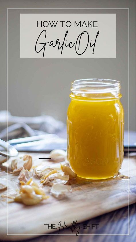 Learn how to make garlic oil with this super simple tutorial. This garlic infused olive oil brings so much flavor to many dishes from dressing, to soups and stews, to pan searing chicken. You will love to use this delicious and delicate oil in cooking. #thehealthyshift #garlicoil #lowfodmap #lowfodmapgarlicoil Oil Dip For Bread, Dip For Bread, Infused Oil Recipes, Fermented Honey, Garlic Infused Olive Oil, Low Acid Recipes, Easy Dip, Garlic Uses, Medical Herbs