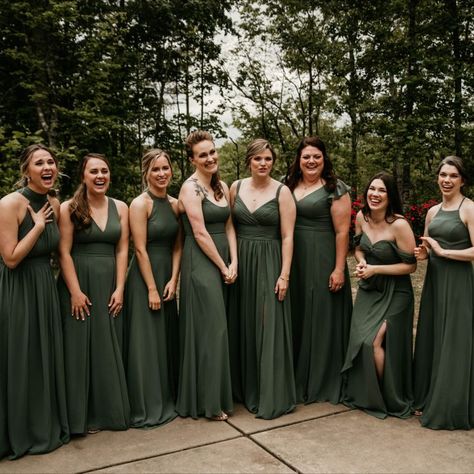 Summer Wedding | Juliette Chapel | Dahlonega, GA Hunter Green Bridesmaid Dresses Hunter Green Bridesmaid Dresses, Hunter Green Bridesmaid, Hunter Green Bridesmaid Dress, Hunter Green Wedding, Fall Bridesmaids, Wedding Shower Themes, Dark Green Dress, Green Bridesmaid, Shower Themes