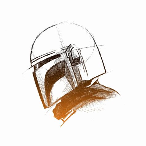 Mandalorian Drawing Reference, How To Draw The Mandalorian, Mando Helmet Drawing, Mandalorian Art Drawing, Mandalorian Line Art, How To Draw Mandalorian, The Mandalorian Sketch, The Mandalorian Tattoo Ideas, Mandalorian Drawing Easy